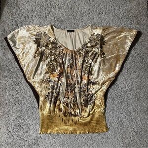 Vintage Cocomo Crushed Velvet Short Sleeve Batwing Top